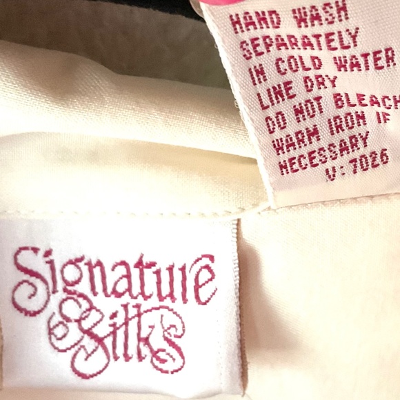 NWT VINTAGE 100% silk SIGNATURE SILKS CREAM SHORT SLEEVE OFFICE WORK SIZE LARGE - Picture 3 of 12